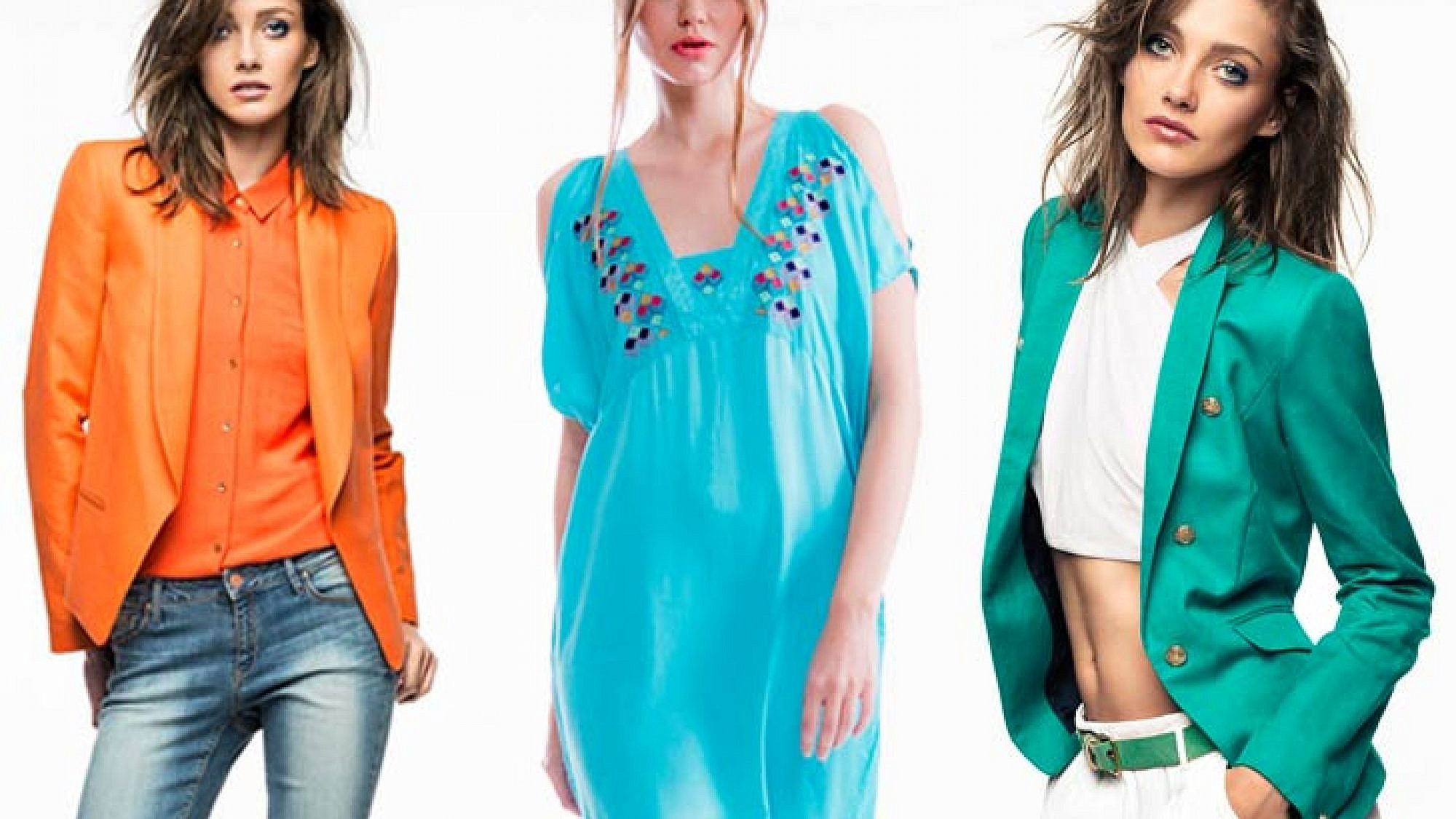 מימין ירוק קיצי של מנגו, שמלה כחולה של סאקס וכתום אקזוטי של מנגו | צלם: קובי מהגר ויח"צ חול