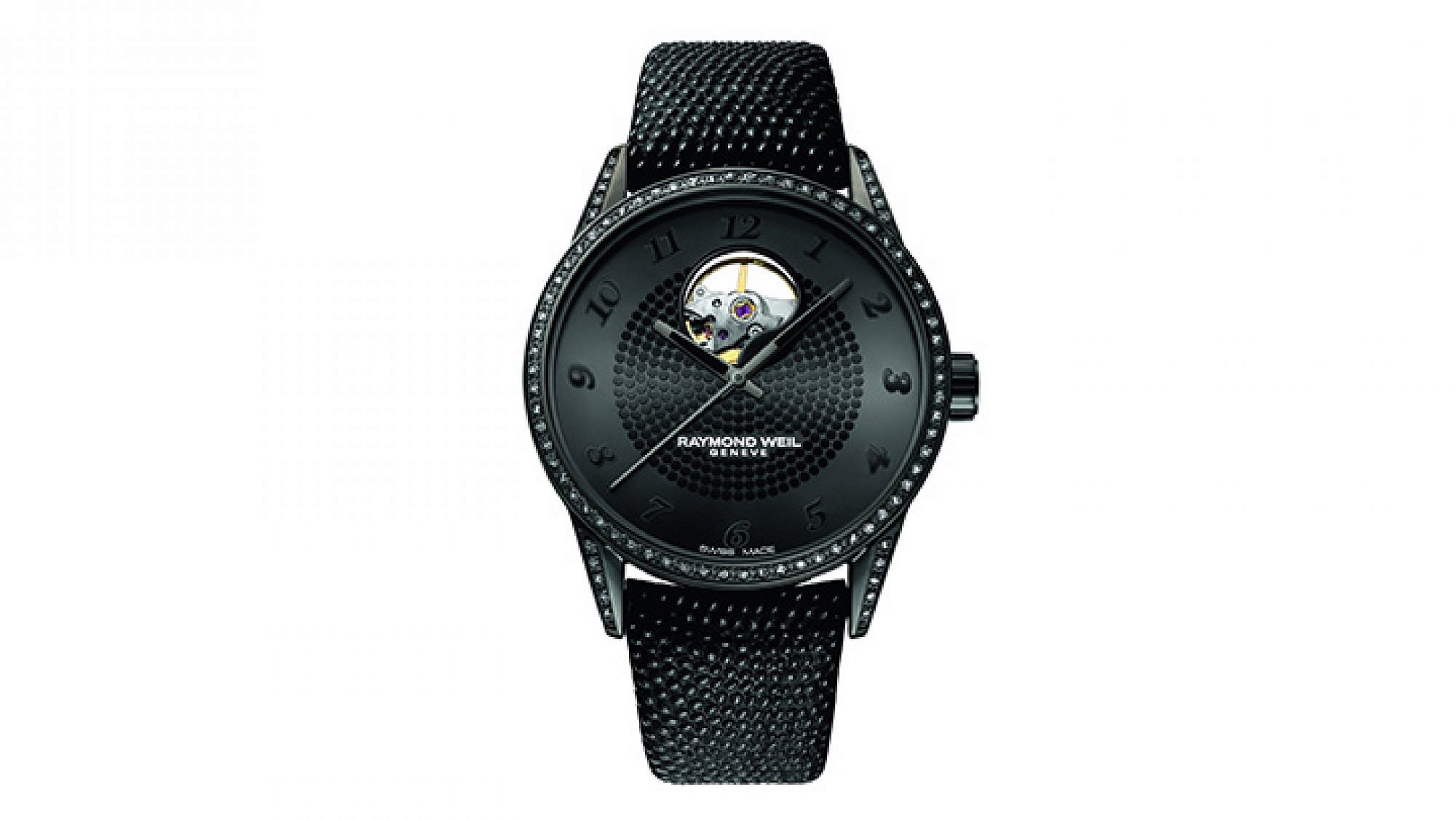 שעון משובץ יהלומים שחורים של ריימונד וויל לפדני במחיר 14,770 ש"ח | צילום: יח"צ
