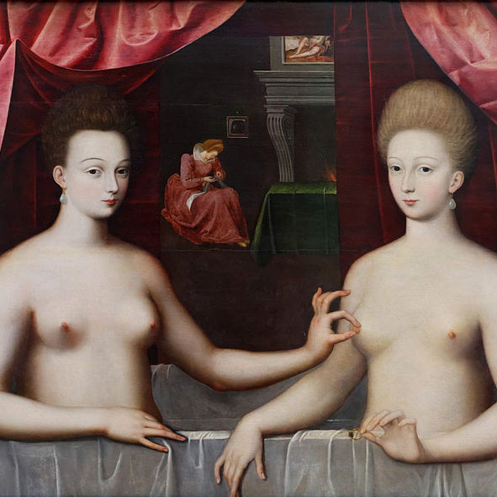 הציור המפורסם "גבריאל דסטרה ואחת מאחיותיה" שמופיע במוזיאון הלובר | צילום מסך מוויקיפדיה 