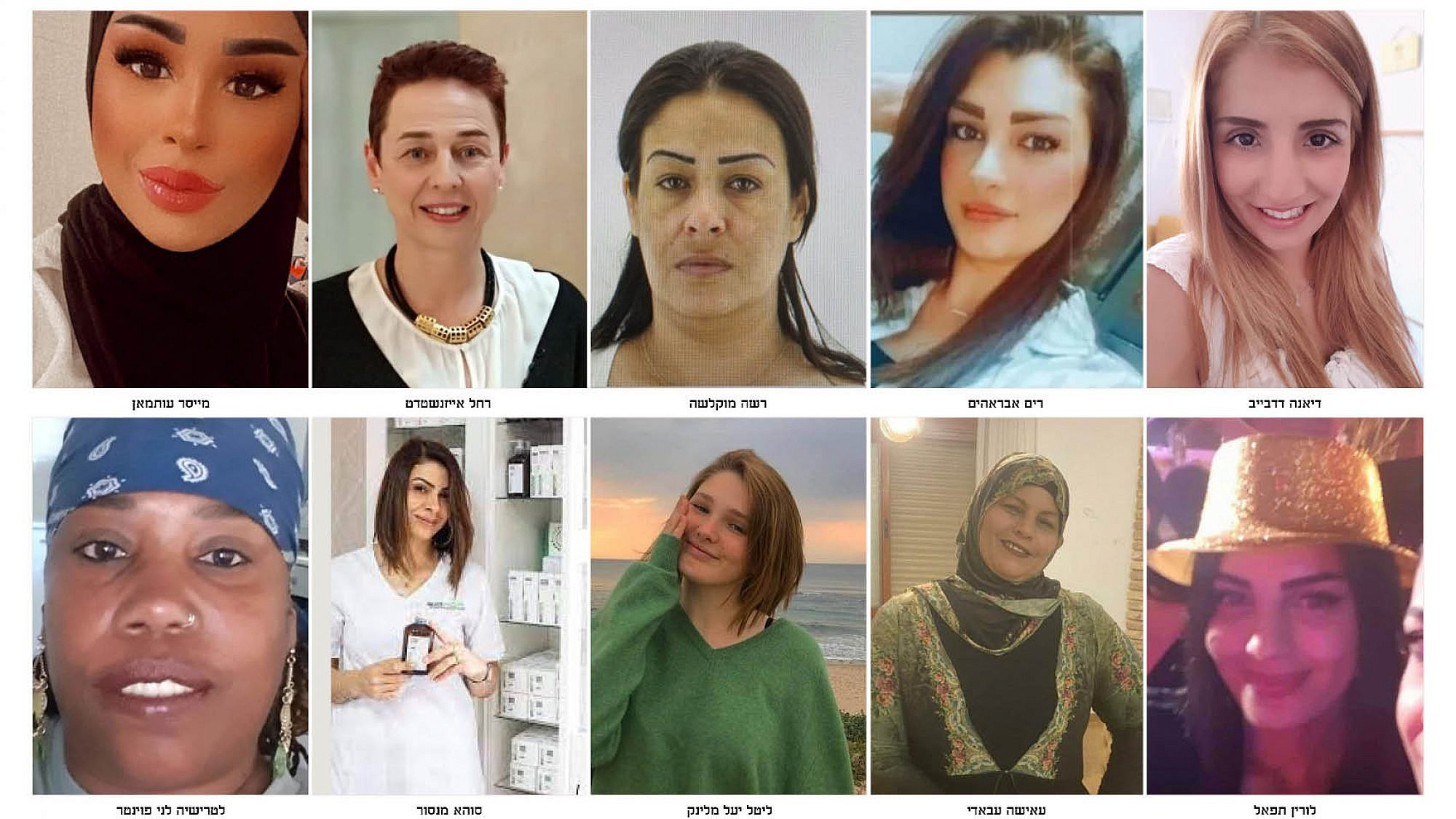 יום המאבק באלימות נגד נשים. תמונתיהן של 10 נשים שנרצחו השנה, סה"כ נרצחו השנה מעל 20 נשים בישראל