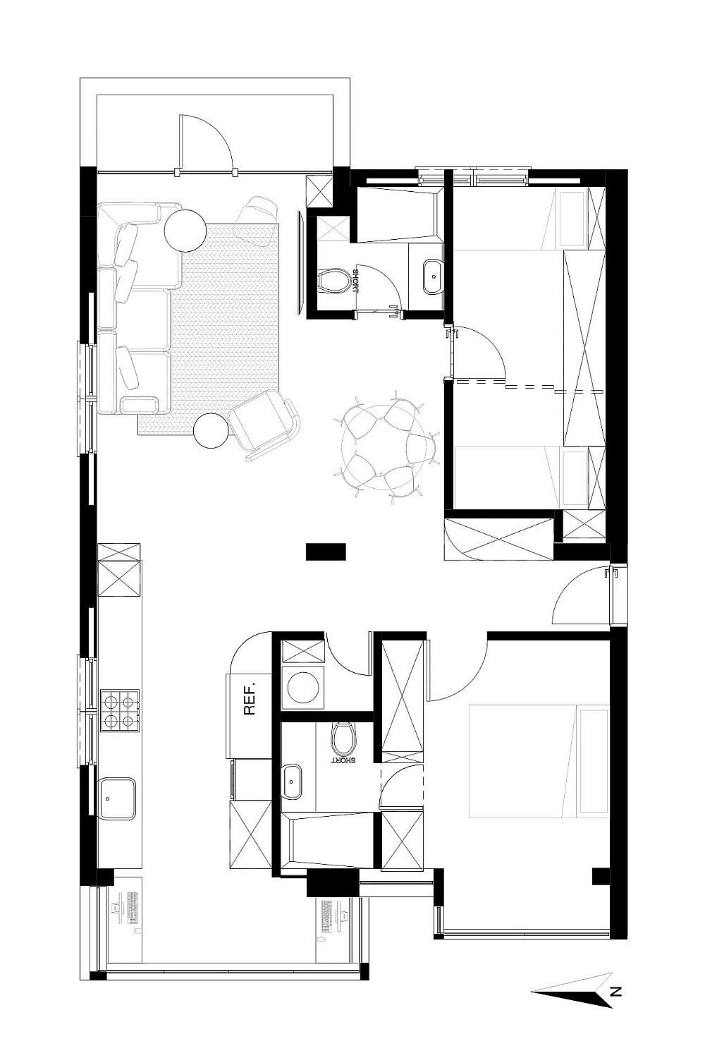 תכנית הדירה אחרי השיפוץ | אדריכלות ועיצוב פנים: אפרת וינרב