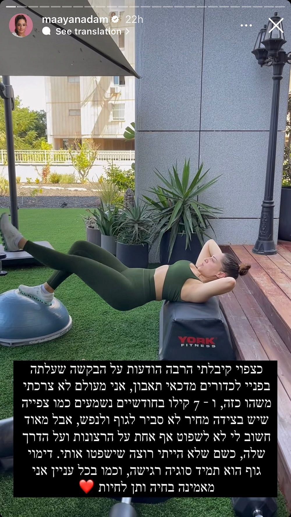 מתוך הסטורי של מעיין אדם | צילום: צילום מסך מאינסטגרם maayanadam@