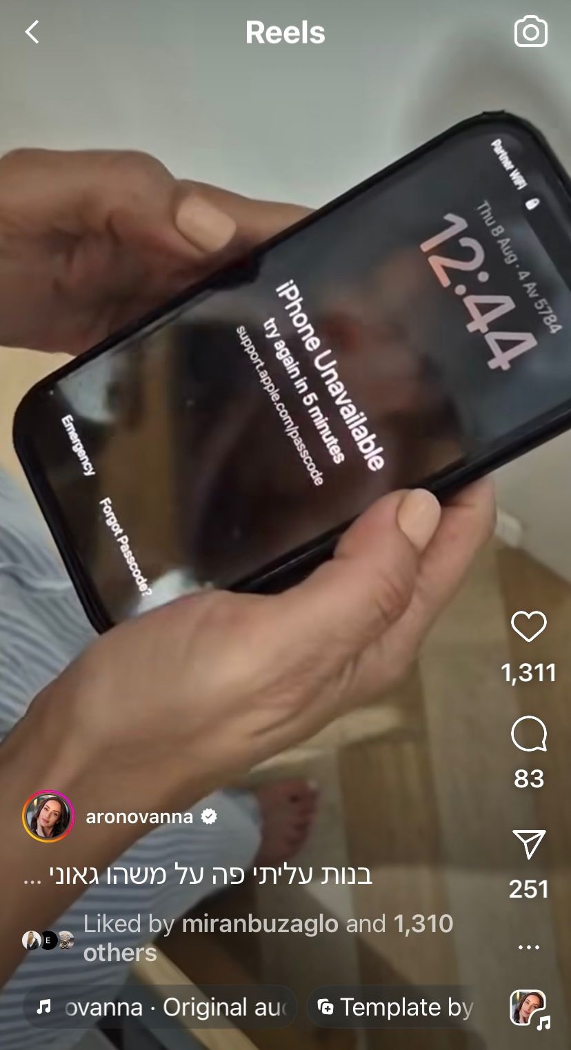 ביי ביי גישה לאייפון | צילום: אינסטגרם aronovanna@
