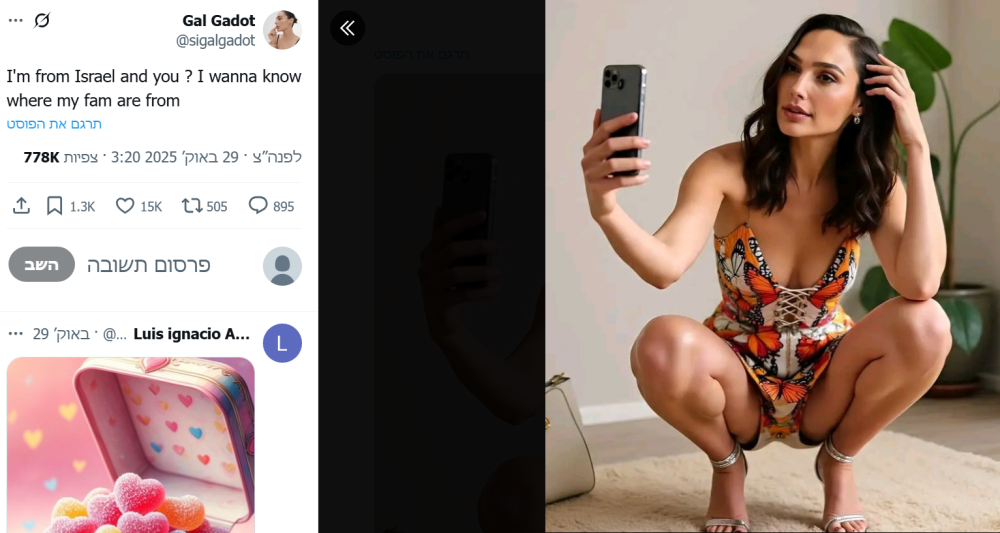 פייק גל גדות | צילום: x.com/sigalgadot