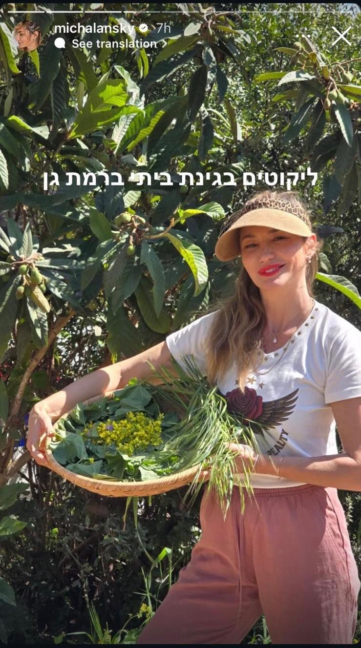 ליקוט בסטייל. הטי-שירט של מיכל אנסקי | צילום: אינסטגרם