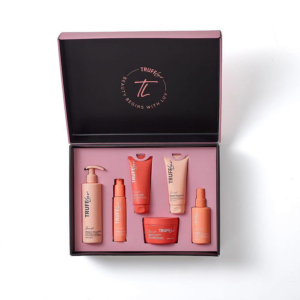 Truffluv. מארז מוצרי שיער עם ארגן וכמהין, מחיר 259 ש"ח | צילום: אורי גרון